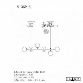 Подвесная люстра iLamp Golden 9136P/6 BK-WH в Екатеринбурге - mebel24.online | фото 3