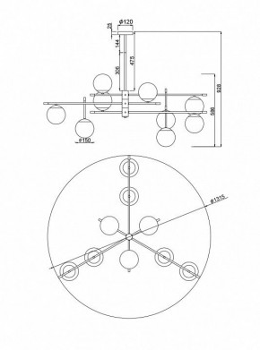 Подвесная люстра Maytoni Nostalgia MOD048PL-09G в Екатеринбурге - mebel24.online | фото 3