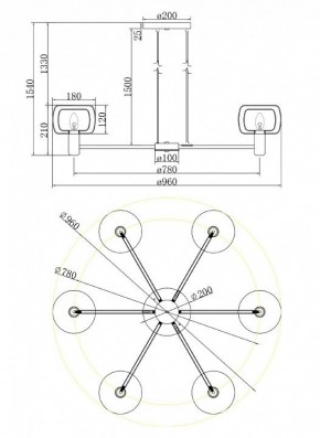 Подвесная люстра Maytoni Vision MOD411PL-06G в Екатеринбурге - mebel24.online | фото 6