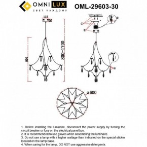 Подвесная люстра Omnilux Perelli OML-29603-30 в Екатеринбурге - mebel24.online | фото 10