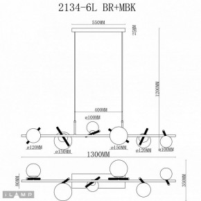 Подвесной светильник iLamp Golden 2134-6L BR+MBK в Екатеринбурге - mebel24.online | фото 3