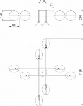 Потолочная люстра Eurosvet Grazia 70148/8 черный/золото в Екатеринбурге - mebel24.online | фото 3