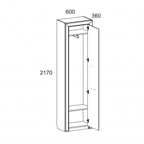 Шкаф 1DW, OLIVIA, цвет вудлайн крем/дуб анкона в Екатеринбурге - mebel24.online | фото 2