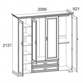 Шкаф 4D2S Z, TIFFANY, цвет вудлайн кремовый в Екатеринбурге - mebel24.online | фото 2