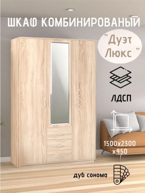 Шкаф комбинированный Дуэт Люкс с зеркалом в Екатеринбурге - mebel24.online | фото