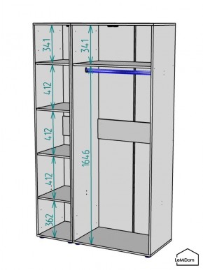 Шкаф Linnea MHR-3-1 2050х1200х510 (Графит-М 11.1.25) в Екатеринбурге - mebel24.online | фото 3