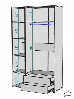 Шкаф Linnea MHR-3-2 2050х1200х510 (ДВ-М 11.1.25) в Екатеринбурге - mebel24.online | фото 3