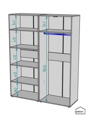 Шкаф Linnea MHR-4-1 2050х1600х510 (Графит-М 11.1.25) в Екатеринбурге - mebel24.online | фото 3