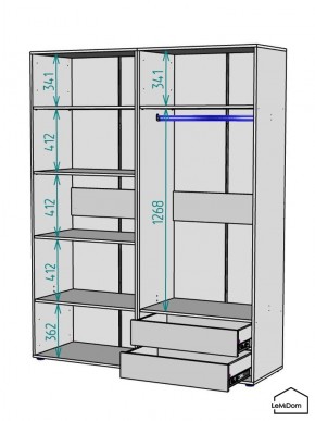 Шкаф Linnea MHR-4-2 2050х1600х510 (Графит-М 11.1.25) в Екатеринбурге - mebel24.online | фото 3