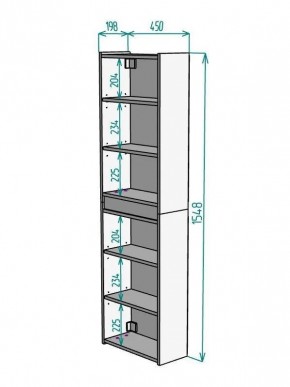 Шкаф пенал навесной для ванной MH11-MA 450х1548 (Белый-М 10.1.1) Белый глянец в Екатеринбурге - mebel24.online | фото 10