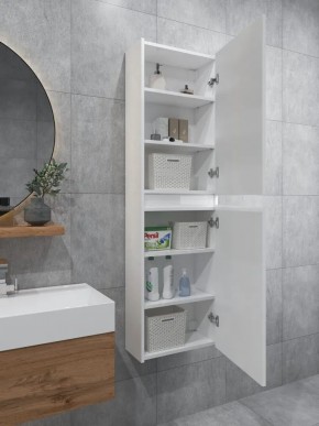 Шкаф пенал навесной для ванной MH11-MA 450х1548 (Белый-М 10.1.1) Белый глянец в Екатеринбурге - mebel24.online | фото 3