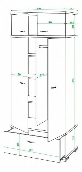 Шкаф платяной Домино КС-20 в Екатеринбурге - mebel24.online | фото 3