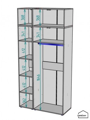 Шкаф с антресолью Linnea MHR-3A-1 2450х1200х510 (Графит-М 11.1.25) в Екатеринбурге - mebel24.online | фото 3