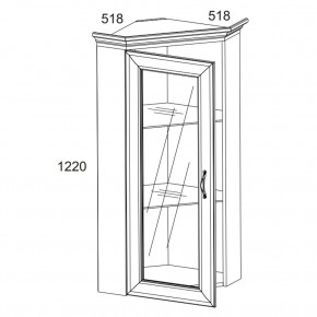 Шкаф с витриной 1VU, TIFFANY, цвет вудлайн кремовый в Екатеринбурге - mebel24.online | фото 2