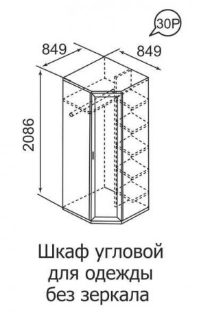 Шкаф угловой для одежды Ника-Люкс 30 без зеркал в Екатеринбурге - mebel24.online | фото 3