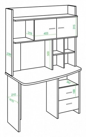 Стол компьютерный Домино Lite СКЛ-Крл120+НКЛХ-120 В ЛЕВ в Екатеринбурге - mebel24.online | фото 2