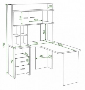 Стол компьютерный Домино Lite СКЛ-Угл130+НКЛХ-120 в Екатеринбурге - mebel24.online | фото 2