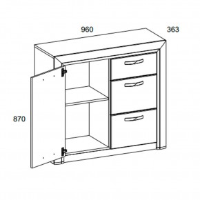 Тумба 1D3S, OLIVIA, цвет вудлайн крем/дуб анкона в Екатеринбурге - mebel24.online | фото 2