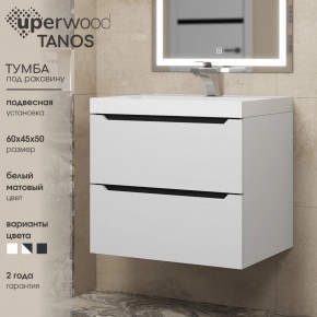 Тумба под раковину Uperwood Tanos 60 см, подвесная, белая/графит в Екатеринбурге - mebel24.online | фото 3