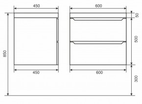 Тумба под раковину Uperwood Tanos 60 см, подвесная, белая/графит в Екатеринбурге - mebel24.online | фото 6