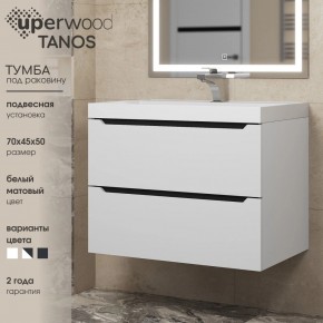 Тумба под раковину Uperwood Tanos 70 см, подвесная, белая/графит в Екатеринбурге - mebel24.online | фото 3