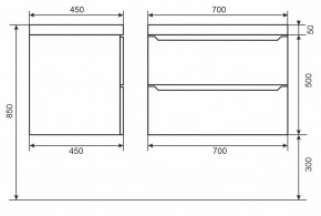 Тумба под раковину Uperwood Tanos 70 см, подвесная, черная матовая в Екатеринбурге - mebel24.online | фото 6