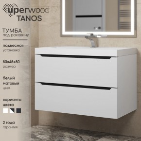 Тумба под раковину Uperwood Tanos 80 см, подвесная, белая/графит в Екатеринбурге - mebel24.online | фото 3