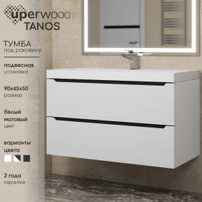 Тумба под раковину Uperwood Tanos 90 см, подвесная, белая/графит в Екатеринбурге - mebel24.online | фото 3